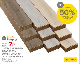 Praxis Laminaat trend titan eiken, zomer eiken of lichtgrijs eiken aanbieding