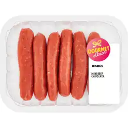 Jumbo Jumbo Gourmet Mini Beef Chipolata 120 g aanbieding