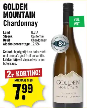 Dirck 3 Golden Mountain Chardonnay aanbieding