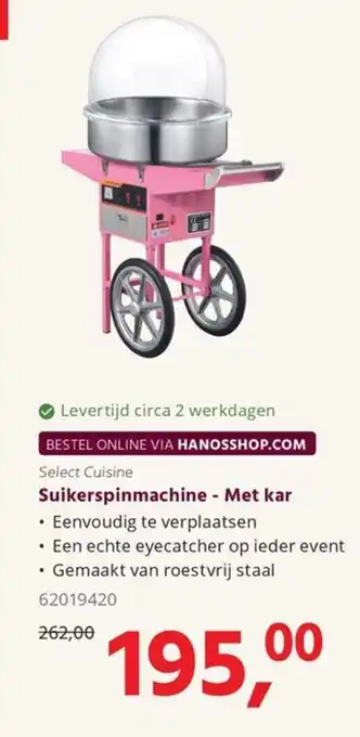 HANOS Select cuisine suikerspinmachine met kar aanbieding