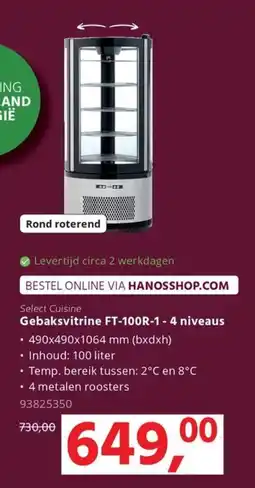 HANOS Select Cuisine Gebaksvitrine FT-100R-1-4 niveaus aanbieding