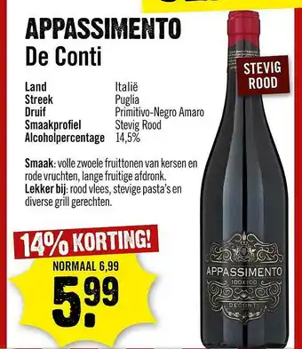 Dirck 3 Appassimento De Conti 14% Korting aanbieding