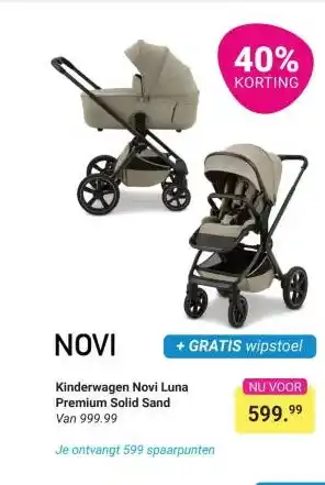 Van Asten BabySuperstore Kinderwagen Novi Luna Premium Solid Sand aanbieding