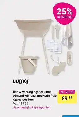 Van Asten BabySuperstore Bad & Verzorgingsset Luma Almond/Almond met Hydrofiele Starterset Ecru aanbieding