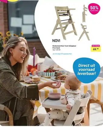 Van Asten BabySuperstore Kinderstoel Novi Yumi Inklapbaar Pure Sand aanbieding