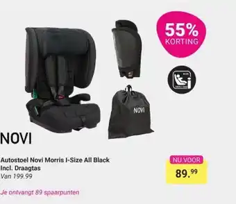 Van Asten BabySuperstore Autostoel Novi Morris I-Size All Black Incl. Draagtas aanbieding