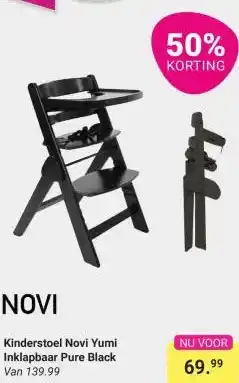 Van Asten BabySuperstore Kinderstoel Novi Yumi Inklapbaar Pure Black aanbieding