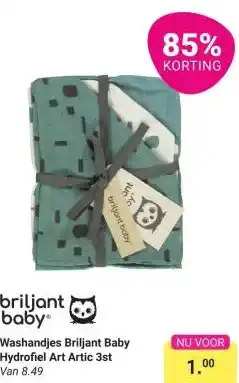 Van Asten BabySuperstore Washandjes Briljant Baby Hydrofiel Art Artic 3st aanbieding