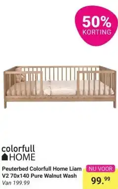 Van Asten BabySuperstore Peuterbed Colorfull Home Liam V2 70x140 Pure Walnut Wash aanbieding