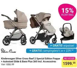 Van Asten BabySuperstore Kinderwagen Silver Cross Reef 2 Special Edition Frappe + Autostoel Glide & Base Plus 360 incl. Accessoires aanbieding