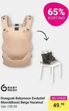 Van Asten BabySuperstore Draagzak Babymoov Evolutief Moov&Boost Beige Hazelnut aanbieding