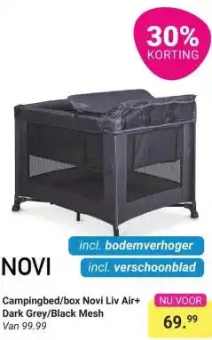 Van Asten BabySuperstore Campingbed/box Novi Liv Air+ Dark Grey/Black Mesh aanbieding