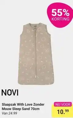 Van Asten BabySuperstore Slaapzak With Love Zonder Mouw Sleep Sand 70cm aanbieding