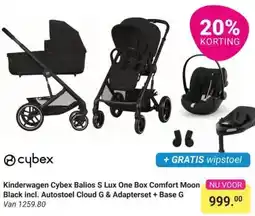 Van Asten BabySuperstore Kinderwagen Cybex Balios S Lux One Box Comfort Moon Black incl. Autostoel Cloud G & Adapterset + Base G aanbieding