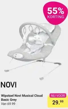 Van Asten BabySuperstore Wipstoel Novi Musical Cloud Basic Grey aanbieding