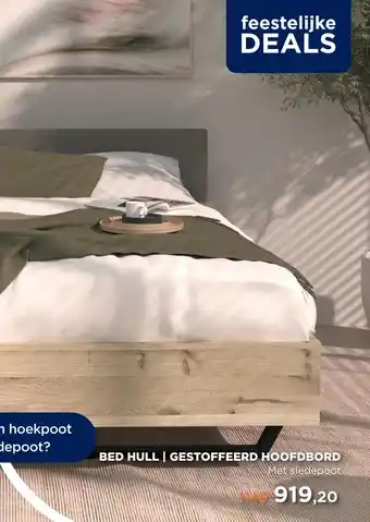 TotaalBED Bed Hull | gestoffeerd hoofdbord | 140 x 200 cm | Slede poten aanbieding