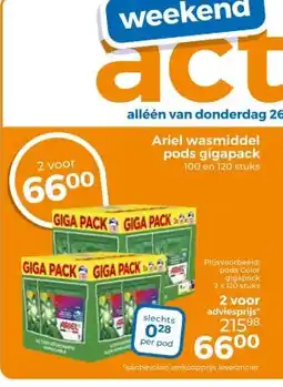 Trekpleister Ariel wasmiddel pods gigapack aanbieding
