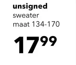 Scapino Unsigned jongens sweater lichtblauw met opdruk aanbieding