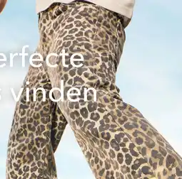 Scapino TwoDay meisjes wide leg jeans met luipaardprint bruin aanbieding