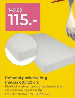 Prenatal Prénatal pocketvering matras 60x120 cm aanbieding