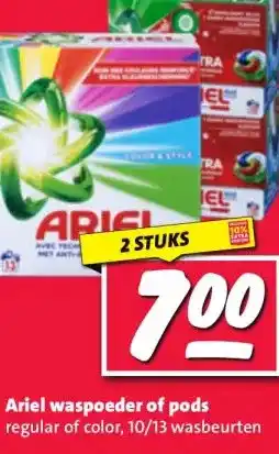 Nettorama Ariel waspoeder of pods regular of color, aanbieding