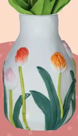 Marskramer Vaas keramiek tulpen wit multi h19,5 d13 cm aanbieding