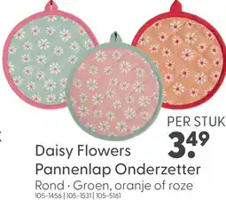 Marskramer Daisy flowers pannenlap onderzetter rond groen 20 cm aanbieding