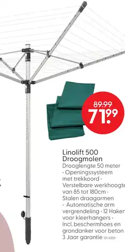 Marskramer Leifheit Linolift 500 droogmolen incl beschermhoes en bodemhuls 50M aanbieding
