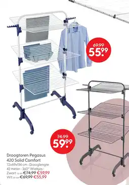 Marskramer Leifheit droogtoren pegasus 420 solid comfortzwart aanbieding