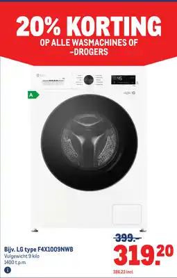 Makro 20% korting op alle wasmachines of -drogers aanbieding