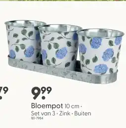 Marskramer Bloempot zink buiten 10 cm 3 stuks aanbieding