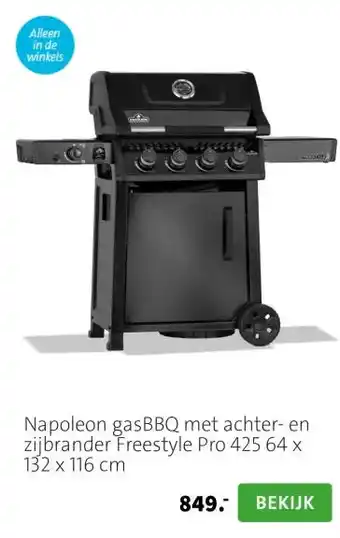 Intratuin Napoleon gasBBQ met achter- en zijbrander Freestyle Pro 425 64 x 132 x 116 cm aanbieding