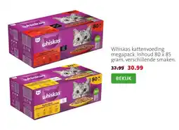 Intratuin Whiskas kattenvoeding megapack. Inhoud 80 x 85 gram, verschillende smaken. aanbieding