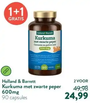 Holland & Barrett Kurkuma met zwarte peper 600mg aanbieding