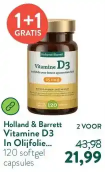 Holland & Barrett Vitamine D3 In Olijfolie 25mcg aanbieding
