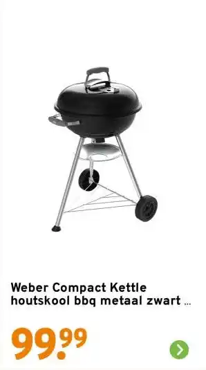 GAMMA Weber Compact Kettle houtskool bbq metaal zwart ø 47 cm aanbieding