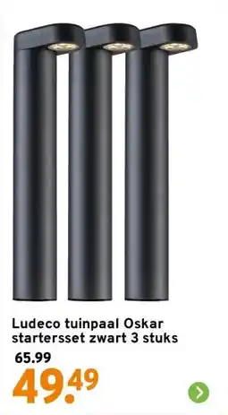 GAMMA Ludeco tuinpaal Oskar startersset zwart 3 stuks aanbieding