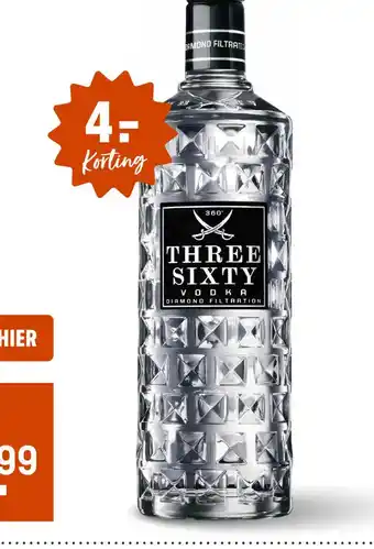 Gall & Gall Three Sixty Vodka 70CL aanbieding