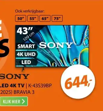Expert Sony K-43S39BP (2025) BRAVIA 3 aanbieding