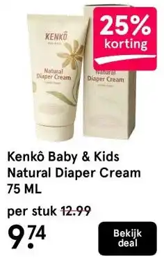 Etos Kenkô Baby & Kids Natural Diaper Cream 75 ML aanbieding