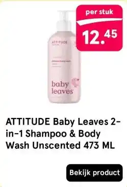 Etos ATTITUDE Baby Leaves 2-in-1 Shampoo & Body Wash Unscented 473 ML aanbieding