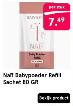 Etos Naïf Babypoeder Refill Sachet 80 GR aanbieding