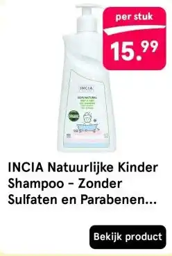 Etos INCIA Natuurlijke Kinder Shampoo - Zonder Sulfaten en Parabenen 350ML aanbieding