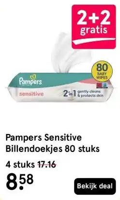 Etos Pampers Sensitive Billendoekjes 80 stuks aanbieding