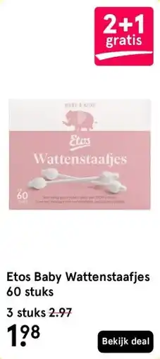 Etos Etos Baby Wattenstaafjes 60 stuks aanbieding