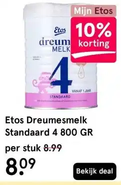 Etos Etos Dreumesmelk Standaard 4 800 GR aanbieding