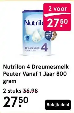 Etos Nutrilon 4 Dreumesmelk Peuter Vanaf 1 Jaar 800 gram aanbieding