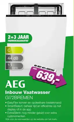 EP AEG GI72BREMEN 7000 WaterSavings Inbouw Vaatwasser aanbieding