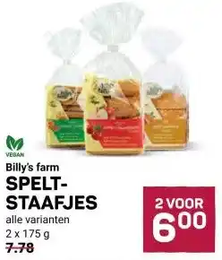 Ekoplaza Billy's farm SPELT- STAAFJES aanbieding