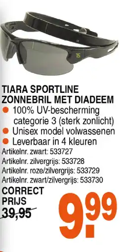 Correct Tiara sportline zonnebril met diadeem aanbieding